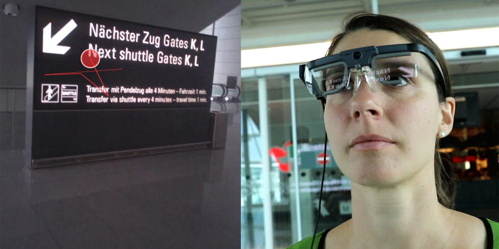 looking at signs with eye tracking glasses