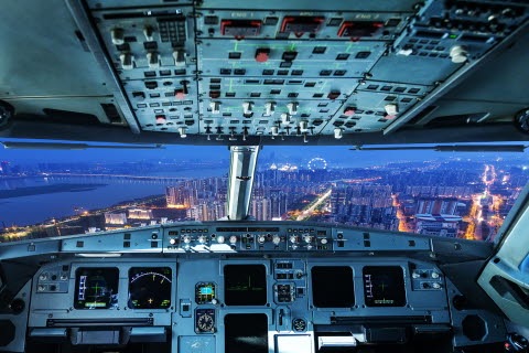 view from the cockpit of an airplane